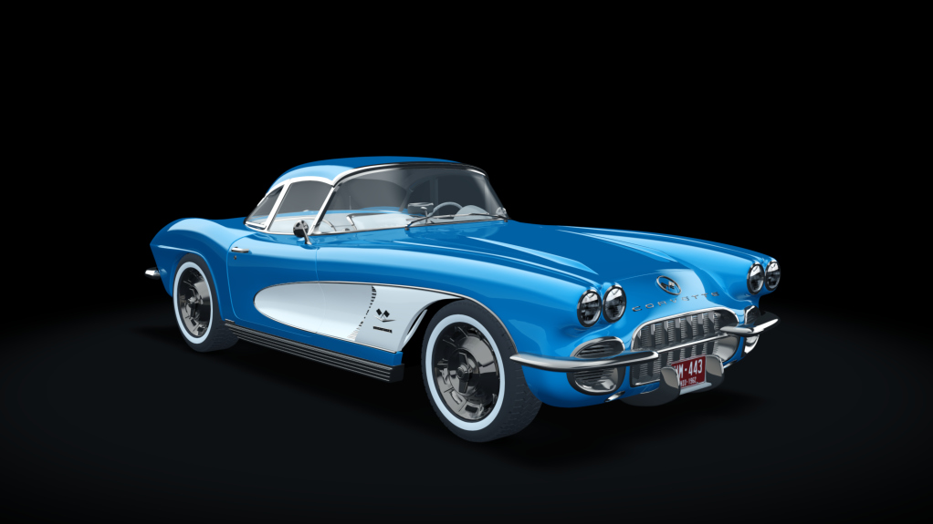 Chevrolet Corvette C1 Hardtop, skin Aquablue_White_white_interior