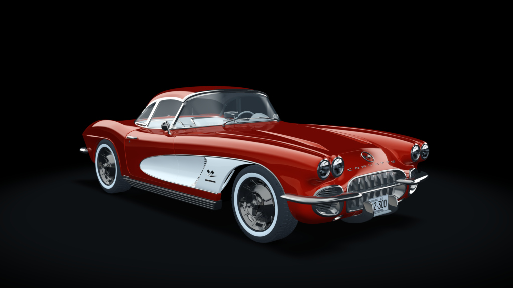 Chevrolet Corvette C1 Hardtop, skin Red_White_white_interior