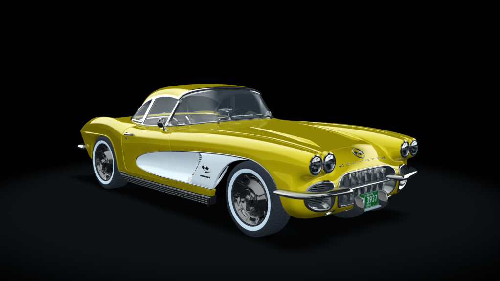 Chevrolet Corvette C1 Hardtop, skin Yellow_White_black_interior