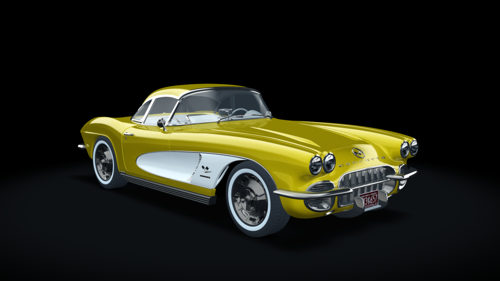 Chevrolet Corvette C1 Hardtop, skin Yellow_White_white_interior